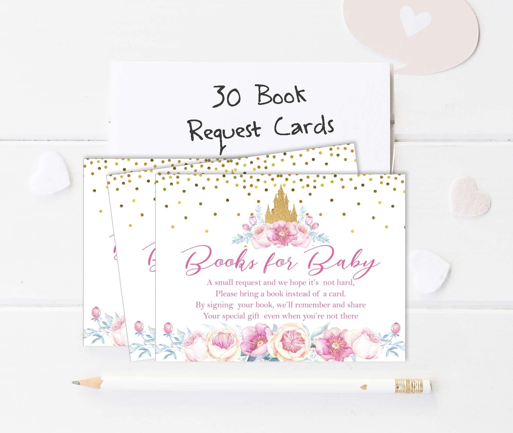 Inkdotpot 30Gender Reveal Princess Baby Shower Book Request Cards Bring A Book Instead Of A Card Baby Shower Invitations Inserts Games