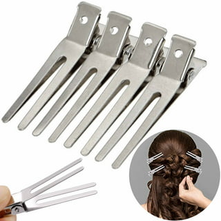 HiJeaton 90pcs Metal Duck Billed Hair Clips for Women Styling Sectioning,  Silver Hair Pins for Long Hair, Alligator Curl Loc Clips for Thick Hair