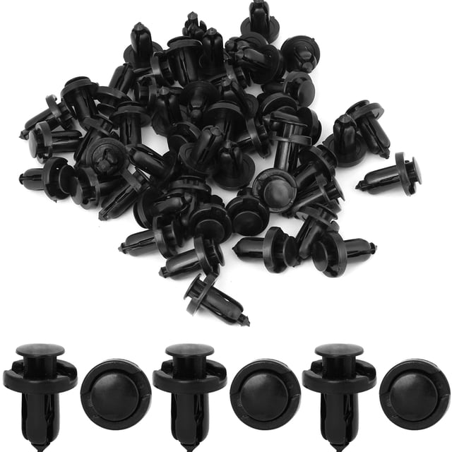 10mm Agujero Grapa Clips de Parachoques Guardabarros Remaches Negro 50Pcs