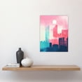 thumbnail image 4 of Abstract Geometric Metropolis Cityscape Coral Pink Turquoise Blue Pastel Colour Artwork Unframed Wall Art Print Poster Home Decor Premium, 4 of 5