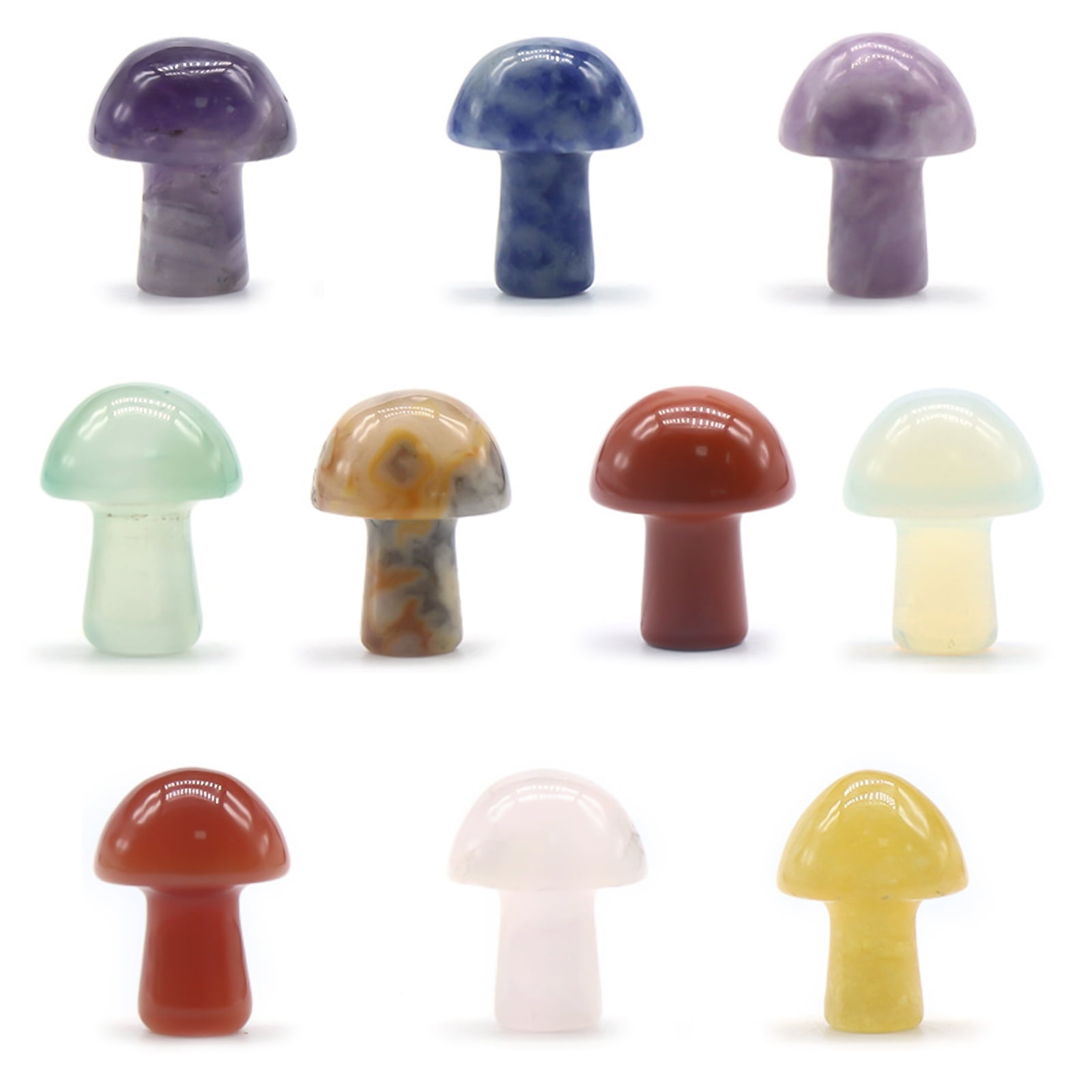 10pcs Mixed Natural Crystal Mushroom Gemstone, EEEkit Mini Mushroom