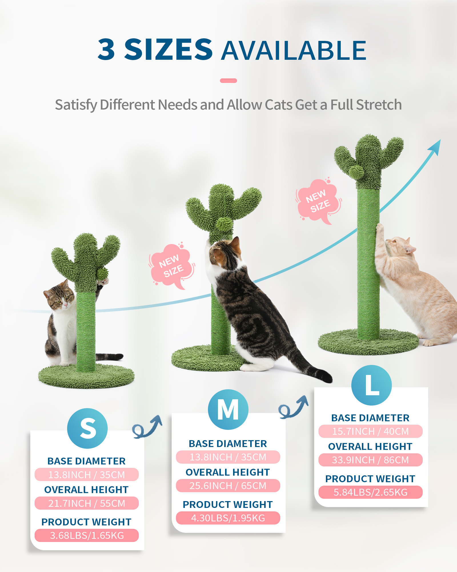 Made4Pets Medium Green Cat Scratching Post with Dangling Balls for Kittens
