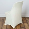 thumbnail image 3 of Efavormart 10 Pack Ivory Spandex Folding Slip On Chair Covers, Stretch Fitted Chair Covers - 160 GSM, 3 of 6