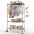 thumbnail image 1 of GloryStar NSF Certified Clothes Rack, Portable Metal Hanging Rail with Adjustable Wire Shelving and Hooks on Wheels, 1 of 9