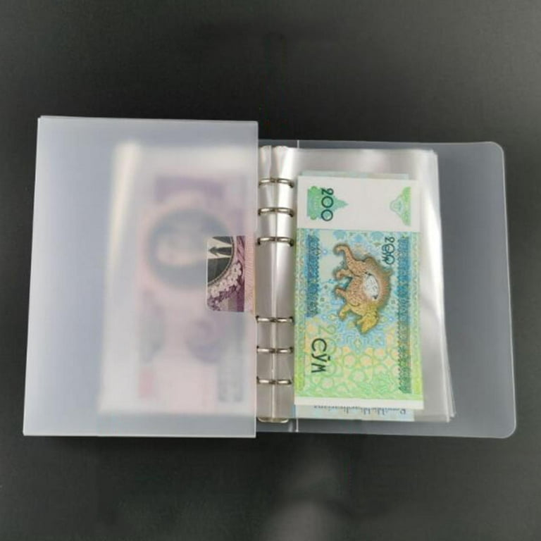 Holder Storage Album, Bill Holders Book for Collectors, Banknote Stamp Collecting Supplies, Small Size for Travel 100pcs, Size: 19.7X13.8CM, Blue