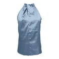thumbnail image 5 of Breezora Women's Satin Halter Neck Tank Top Solid Color Elegant Party Wear for Summer S Size Light Blue, 5 of 5