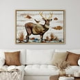 thumbnail image 3 of IDEA4WALL Framed Canvas Print Western Decor Brown Deer with Antlers Wall Art Animal Wildlife Mountain Nature Landscape Traditional Artwork for Living Room, Bedroom, Office - Natural 24"x36", 3 of 5