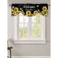 thumbnail image 2 of Tie Up Valance Curtain for Kitchen,Welcome Home Sunflower Funny Words Rod Pocket Short Curtains Adjustable Tie-Up Shade Valances,Black Yellow Window Treatment for Bathroom Living Room Bedroom, 2 of 8
