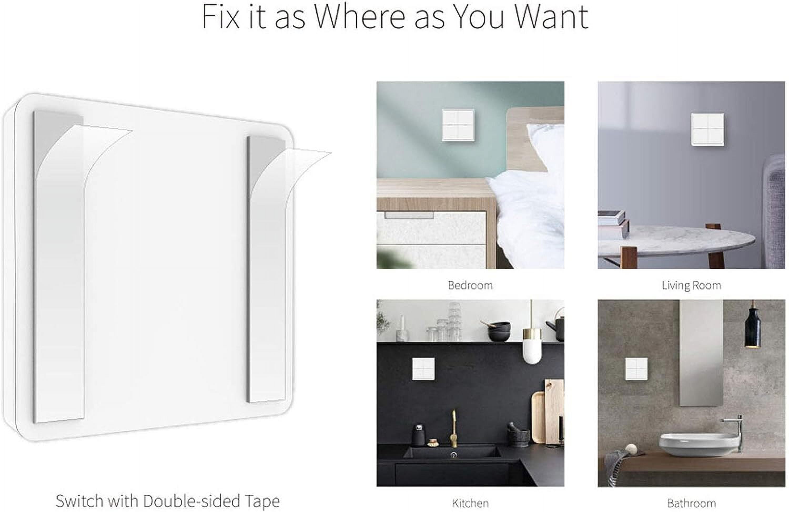 Wireless Scene Switch,Zigbee Smart Light Switch,Free installation Remote Control Switch,Zigbee Tuya Connection,4 Way Sticky Pane