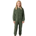 thumbnail image 2 of FAOWME Big Boys Girls Hooded Jumpsuits Long Sleeve Solid Color Zipper Plush Warm Soft Romper Bodysuits For Daily Wear Army Green 9-10 Years, 2 of 8