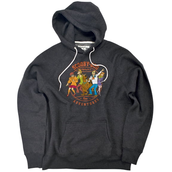Scooby Doo! Scooby Adventures Unisex Adult Slim Fit Pull-Over Heather Hoodie, Charcoal, Small