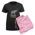 thumbnail image 5 of CafePress - Elephants Make Me Happy Women's Dark Pajamas - Women's Short Sleeve Print T-Shirt and Pants Dark Cotton Pajama Set, 5 of 7