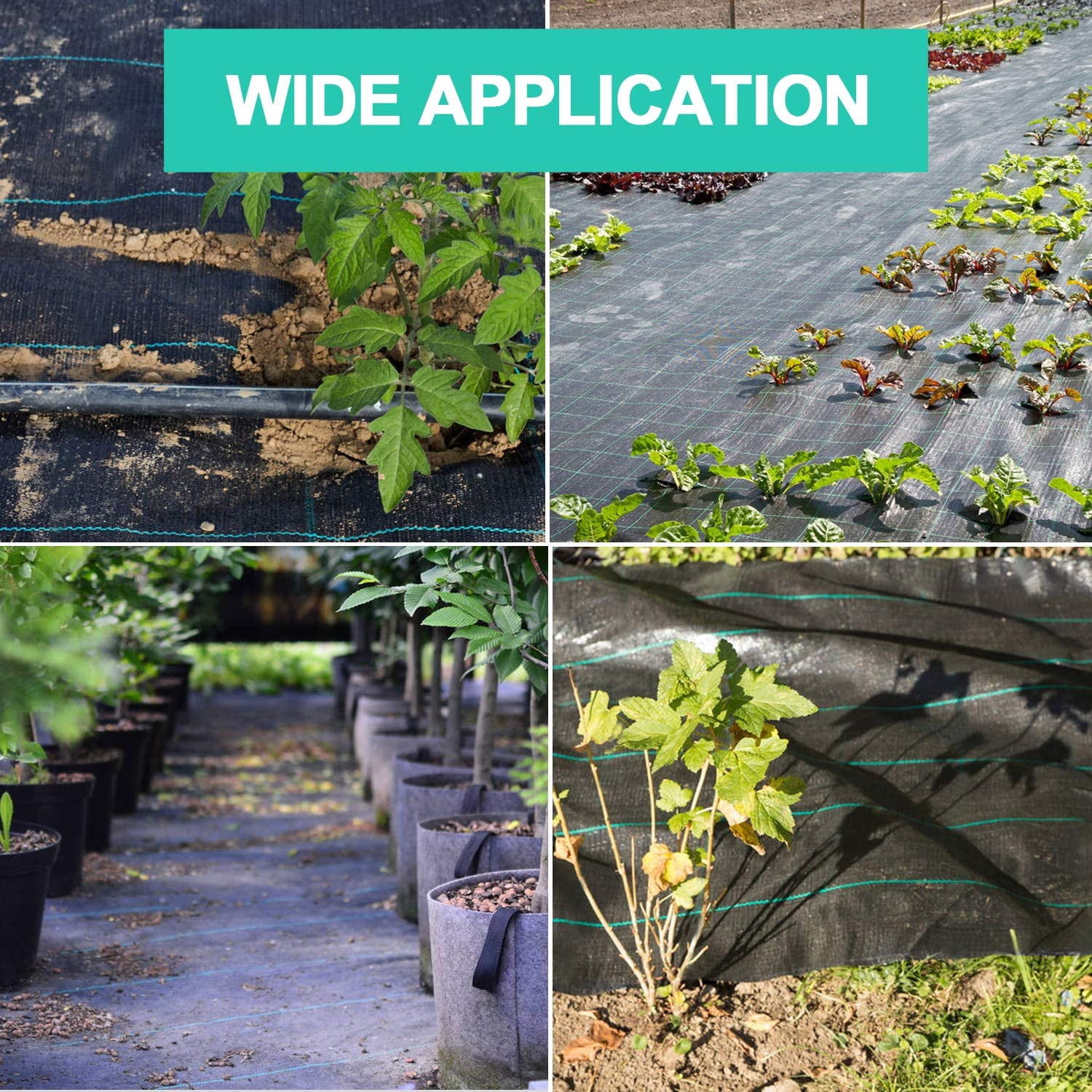 Woven Weed Barrier Landscape Fabric Durable Long-Lasting for Garden Flower Beds