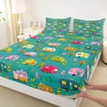 thumbnail image 4 of Erosebridal Colorful Camping RV Car Queen Sheet Sets 4 Pieces For Kids Teens,Happy Adventure Bed Set For Boys Girls, 4 of 5