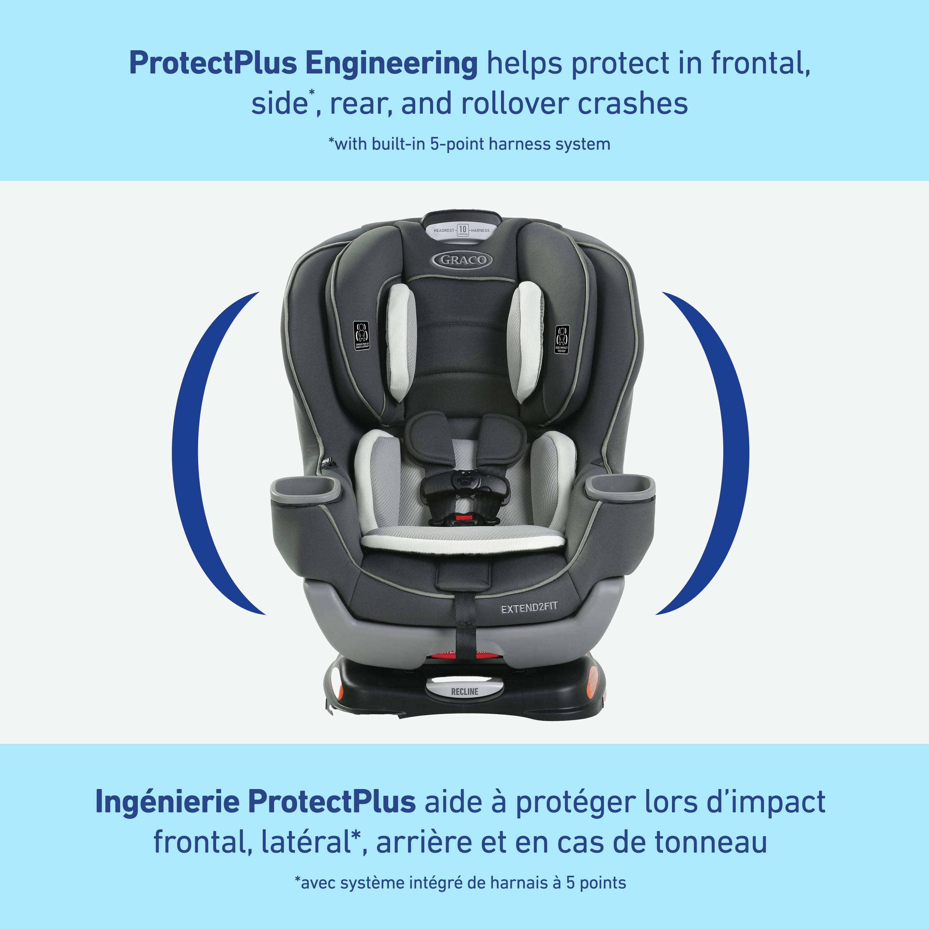 Graco Extend2Fit 2-in-1 Convertible Car Seat, 1.8-30 kg (4-65 lb), Forward & Rear-Facing, Carter