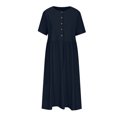 thumbnail image 6 of STETMN Women Summer Formal Dresses 2025 Loose Cotton and Linen Round Neck Half Sleeve Midi Dress, 6 of 6