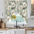 thumbnail image 4 of Sage Green Spring Floral Kitchen Window Curtains, Swag Curtains Valance for Bedroom Living Room Bathroom, Summer Botanical Flowers Rod Pocket Window Treatment Curtain Block Drapes 2 Panels 28"x36", 4 of 9