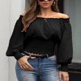 thumbnail image 4 of Women Sexy Off Shoulder Crop Tops Ladies Bardot Loose T Shirt Blouse Plus Size, 4 of 4