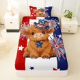 thumbnail image 3 of Manfei Patriotic Highland Cattle Twin Sheets,Stars Firework Stripes Bedding,Brown Navy,3-Piece,1 Fitted Sheet and 1 Pillowcase, 3 of 6