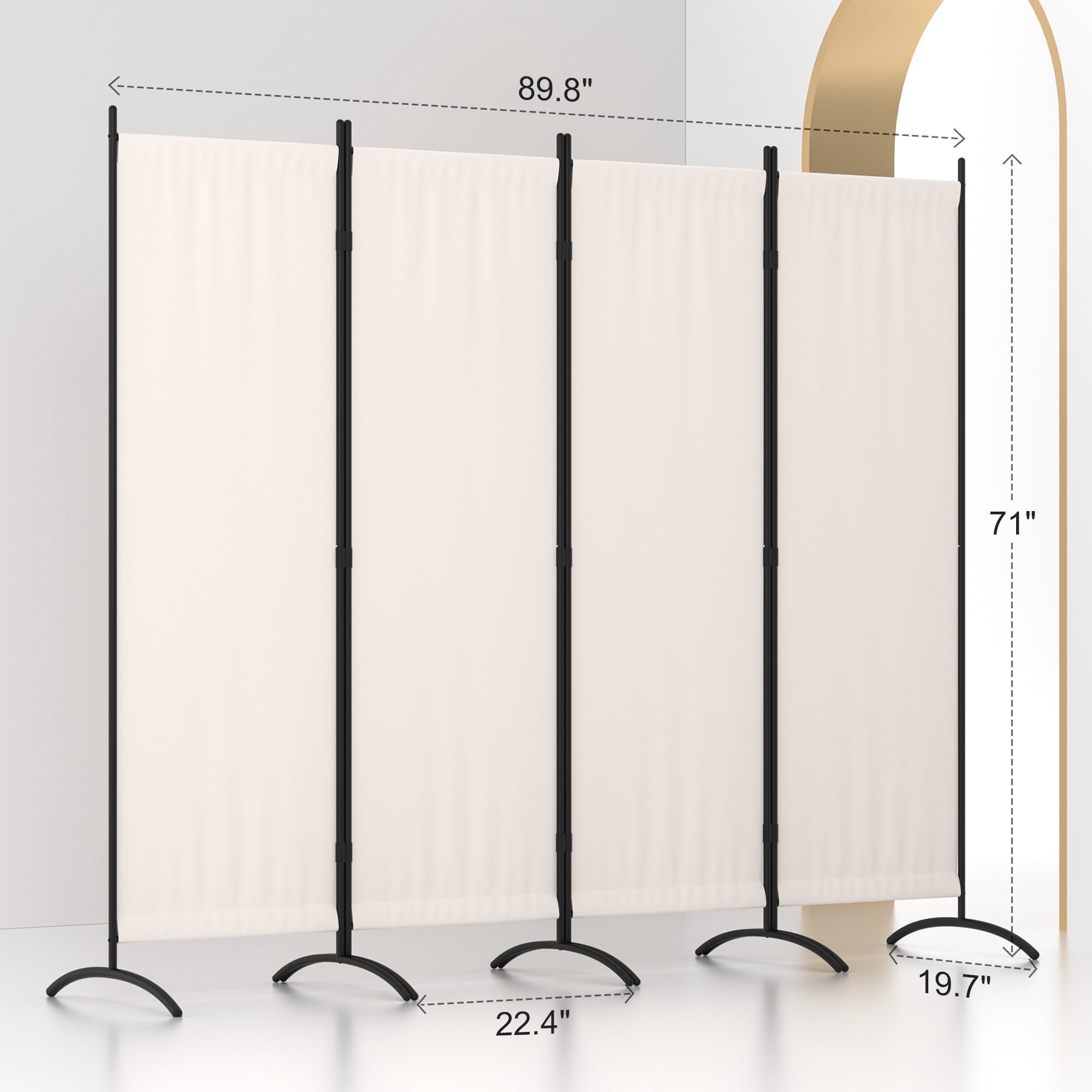 Room Divider 7FT Portable Room Dividers And Folding Privacy Screens, 89'' W Fabric Divider For Room Separation, 4 Panel Partition Room Dividers Freestanding Wall Divider Screen For Dorm Studio Office