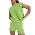 thumbnail image 1 of xiaxaixu Women Solid Color Outfits, Loose Round Neck Knit Tops + Shorts, 1 of 5