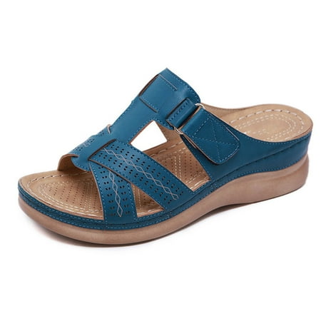 

Women s Wedge Slip On Sandal Anti-Slip Function Of Crossed Uppers Women s Daily Leisure Use Blue 41