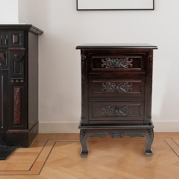 Wayborn JC009 3 Drawer Carved Accent Cabinet