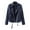 Navy, variant on Women's Leather Coat with Long Sleeves and Belt Spring and Fall Thin Women's Jacket V-Neck Jacket