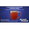 thumbnail image 2 of 10 Water Color Drip Ceramic Mugs Set, 17 oz. - Stoneware, Drinkware, Durable, C-handle - Orange, 2 of 5