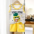 thumbnail image 2 of Shadoumai Boys Outfits 5t Cartoon Dinosaur Crewneck Short Sleeved T Shirt Set Casual Basketball Performance Tank Top and Mesh Shorts Set Kids 2pcs Summer Outfits Set, 2 of 3