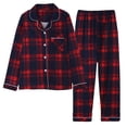 thumbnail image 2 of Womens Long Sleeve Pyjama Set Two Piece Retro Button Down Loungewear Comfortable Sleepwear, 2 of 7
