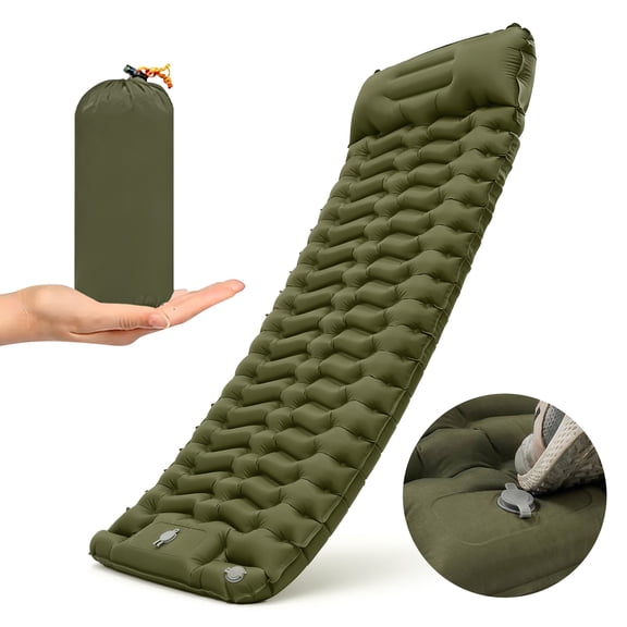 Andizun Ultralight Inflatable Sleeping Mat - All-in-One Design with Pillow for Camping, Hiking and Tent Sleeping