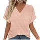 thumbnail image 3 of Ropa de otoño para mujer,Blusa informal con cuello en V para mujer, manga corta estampada, tejido suave de imitación de tela, cómoda para uso diario en casa, sopatenor, 3 of 9