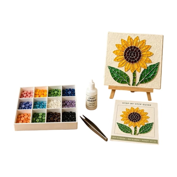 Kiddiway DIY Glass Mosaic Art Kit - Sea Glass Craft Set with Adhesive and Glass Pieces, Stained Glass Art for Home Decor, Creative Gift for Crafters,D