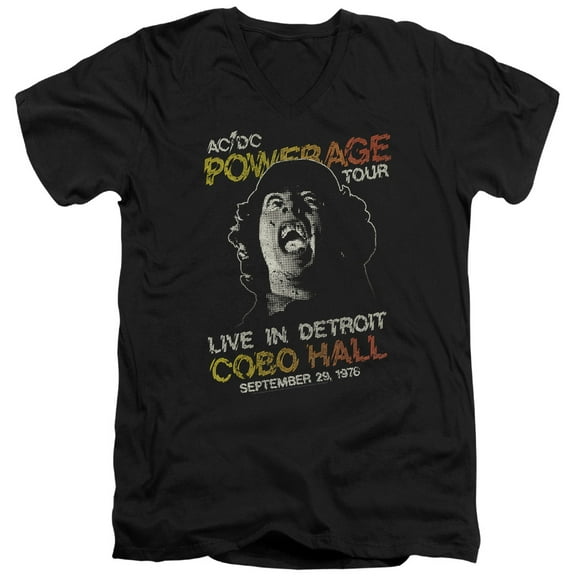 Acdc - Powerage Tour - Slim Fit V Neck Shirt - Large