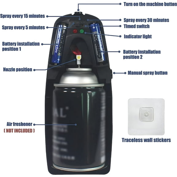 ACDANC 2 Pack Automatic Air Freshener Spray Dispenser,Automatic Timed Scent Dispenser Machines,Wall Mount for Bedrooms Bathrooms Home Office,Hotels,Black