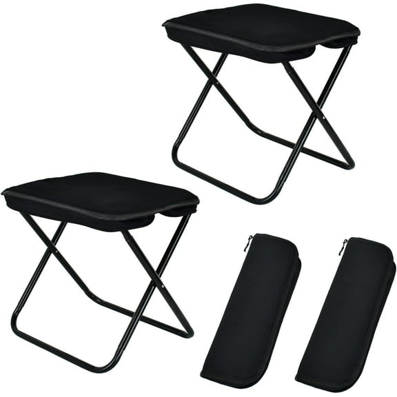 2pcs/4pcs Camping Stools, Portable Folding Stools with Carry Bag, Aluminum Ultralight Backpacking Stool, Collapsible Camp Stools Outdoor Footstools for Walking Hiking Fishing Picnic Barbecue (Black)