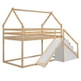 thumbnail image 4 of Euroco Wood Twin Bunk Bed with Slide and Staircase,Low Profile House Bed for Kids Teens Adult,Natural, 4 of 14
