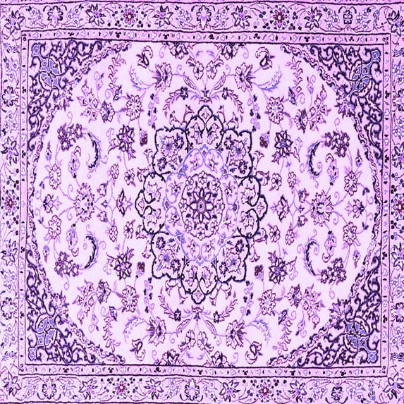 Ahgly Company Indoor Square Medallion Purple Traditional Area Rugs, 7' Square