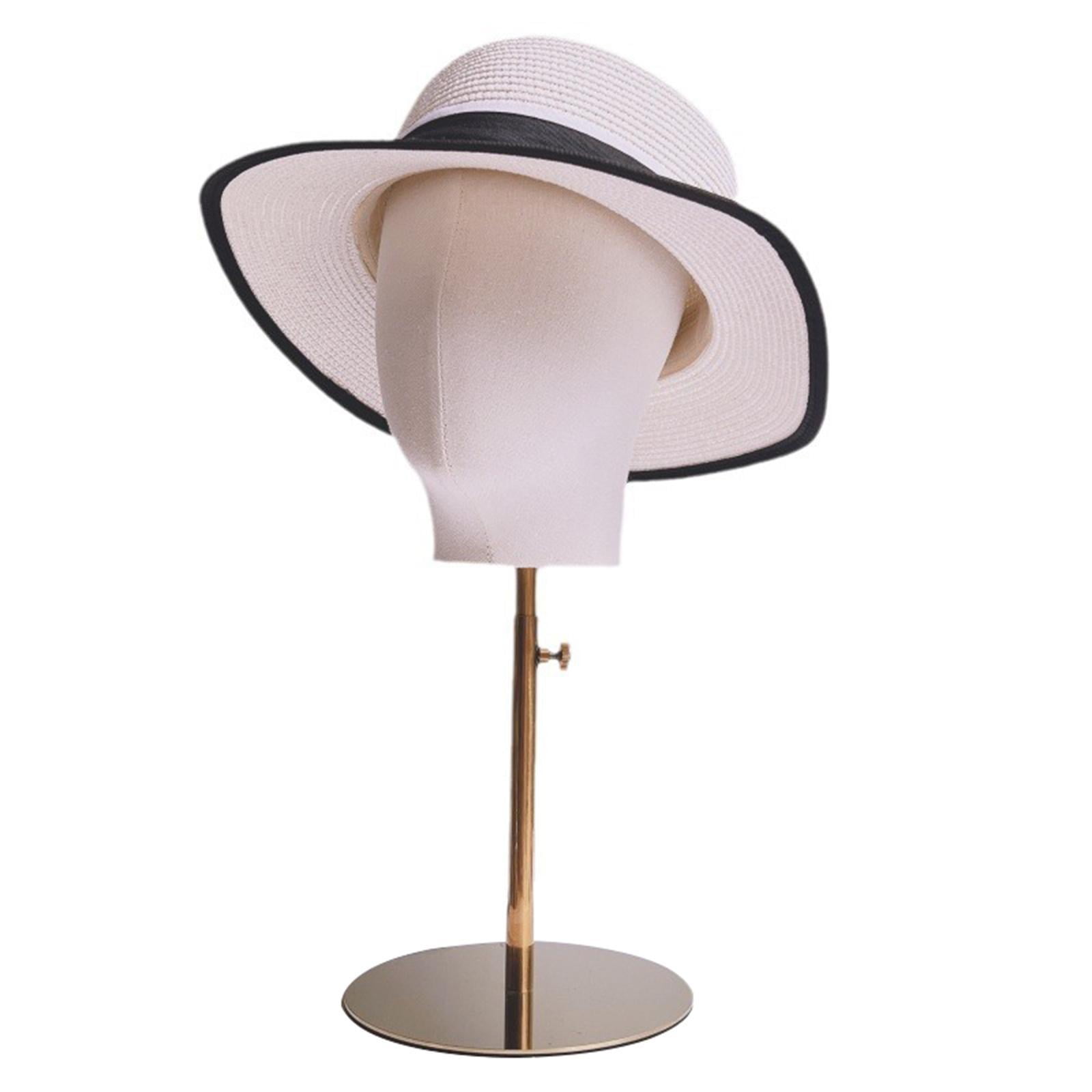 FITYLE Canvas Block Head and Hats Display Stand Multipurpose Manikin Cloth Head Table Training Head for Cap Hat Beginner Stylist Gold
