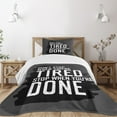 thumbnail image 3 of Ambesonne Fitness Quilted Bedspread Set 2 Pcs, Dont Stop Keep Moving, Twin Size, Charcoal Grey White, 3 of 6