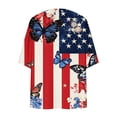 thumbnail image 5 of Eiyaclvo 4th of July Cover Up for Women Indenpendence Day American Flag Print Kimono Cardigan 3/4 Sleeve Sheer Beach Cover Ups Patriotic Swimwear, 5 of 6