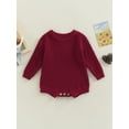thumbnail image 3 of Canrulo Newborn Infant Baby Girl Boy Sweater Knit Oversized Pullover Sweatshirt Romper Warm Fall Winter Clothes Red 12-24 Months, 3 of 7