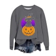 thumbnail image 2 of QTBIUQ Women Loose and Casual Halloween Printed Long-Sleeved Round-Neck Capless Sweater Gray, 2 of 6