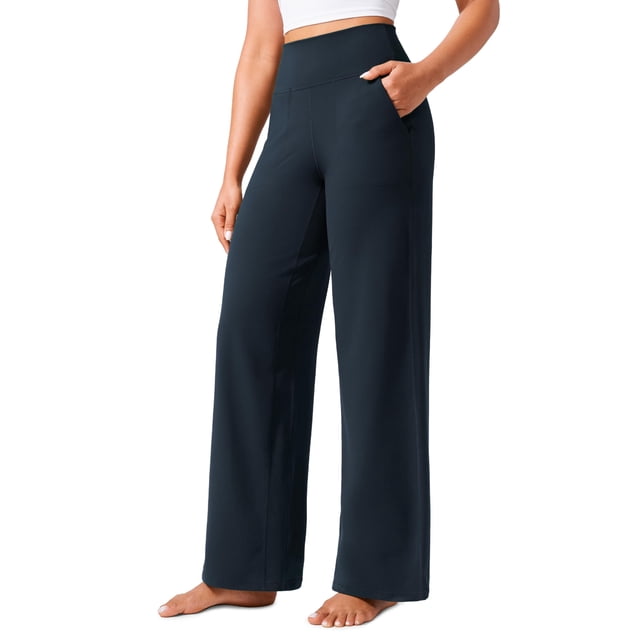 Pantalones CRZ YOGA Butterlift Pierna Ancha con Bolsillos Azul Marino XX-S
