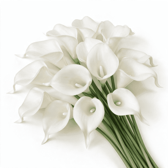 20Pcs White Artificial Calla Lily Flowers Set Real Touch for DIY Decor