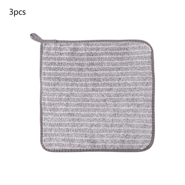Grey 3-Pack Microfiber Cleaning Cloths 30X30Cm, Dish Drying Rags For Kitchen Bathroom, Reusable Quick Dry Towels