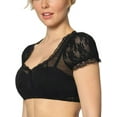 thumbnail image 2 of Lumento Women German Bavarian Oktoberfest Sheer Lace Short  Sleeve Dirndl Blouse Shirt Crop Tops Black L, 2 of 3