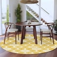 thumbnail image 3 of Round Area Rugs Collection 6 Ft, Yellow Geometric Non-Slip Residential Carpet, Morocco Modern Abstract Plaid Art Indoor Crawling Mats Runner Rugs for Living Room/Dining Room/Bedroom, 3 of 8