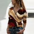 thumbnail image 2 of Pompotops Women Print Long Sleeve Zipper Turn-down Collar Blouse Pullover Tops Shirt, 2 of 5